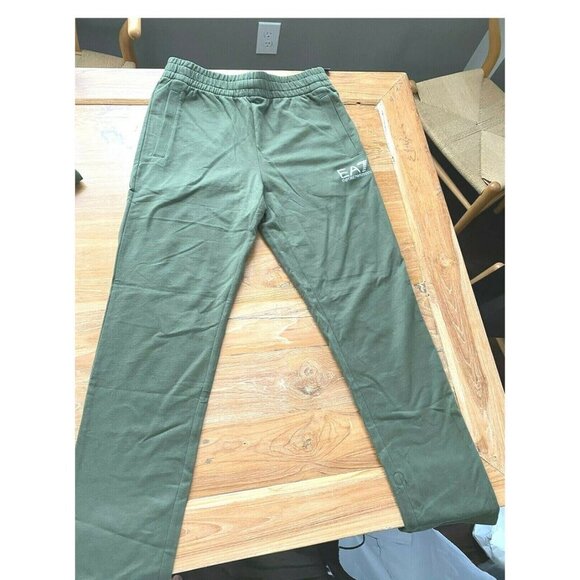 EA7 EMPORIO ARMANI GREEN COTTON SWEATPANTS X-LARGE - Picture 2 of 6
